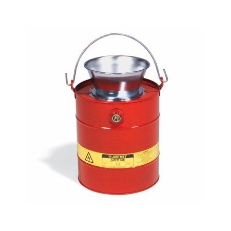 Justrite Drain Can, Steel, 5 gal, Red, 11.625 in Dia., Solvents CAN166